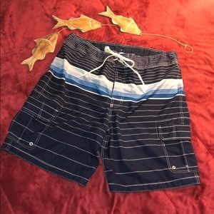 Men’s Merona blue and white striped trunks
